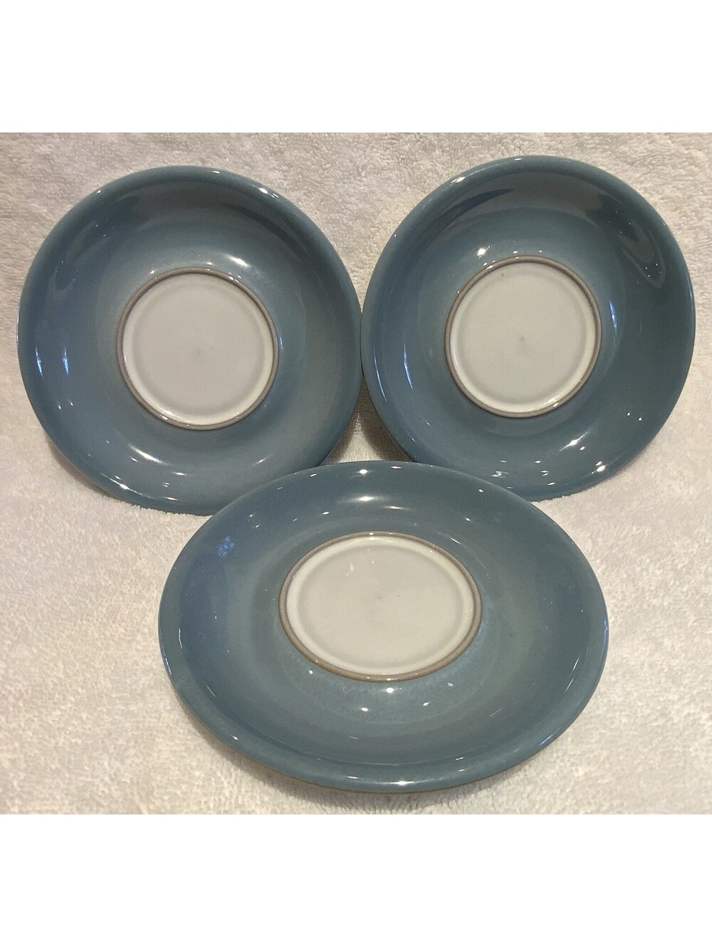Denby Discontinued Castile Blue Stoneware 6”W Saucers - Set of Three